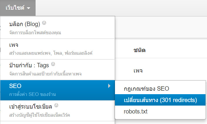 เว็บไซต์สำเร็จรูปไทย - คู่มือร้านออนไลน์ - การจัดการร้านออนไลน์ -เว็บไซต์ seo - การเปลี่ยนเส้นทาง 301 redirects