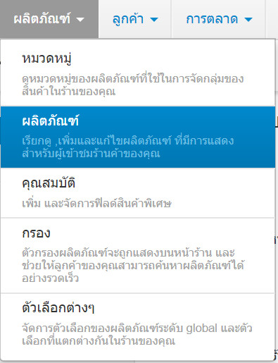 เว็บไซต์สำเร็จรูปไทย - คู่มือร้านออนไลน์ - การจัดการร้านออนไลน์ ผลิตภัณฑ์